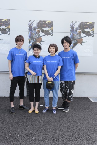 (左から)太一役花江夏樹、アグモン役の坂本千夏、ガブモン役の山口眞弓、ヤマト役の細谷佳正=『デジモンアドベンチャーフェス2015』