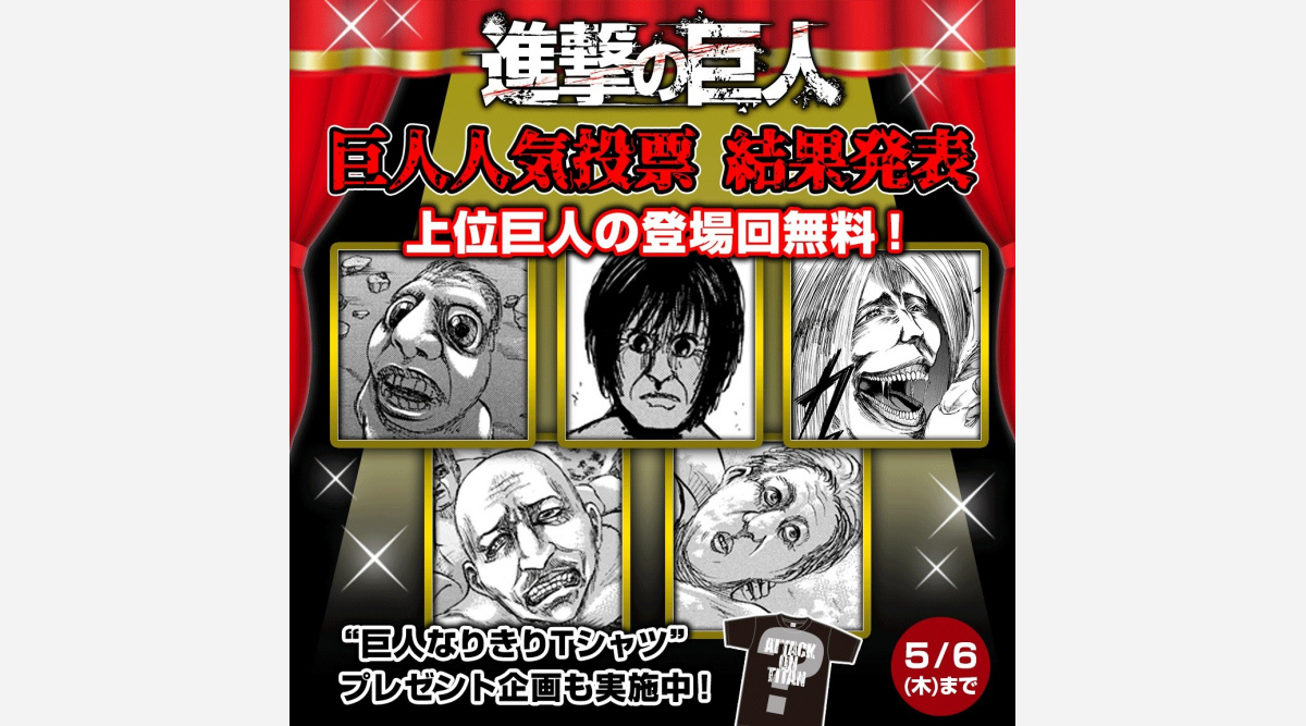 進撃の巨人 巨人の人気投票結果が発表 1位は38話36ページ目の巨人 Oricon News