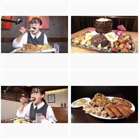 デカ盛りにチャレンジするギャル曽根