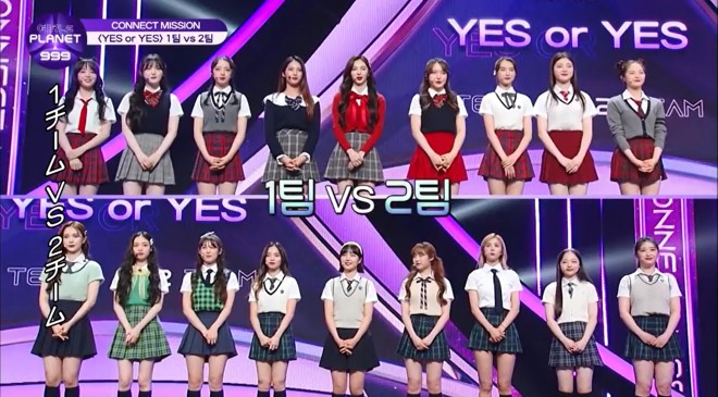 TWICE�wYES or YES�x��I��2�g�̑Ό��̖͗l