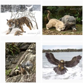 mocomaco’kさん 虎、狼ほか野生動物の羊毛フェルト作品