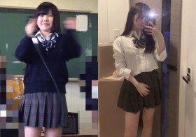 「10kg痩せてあの頃なりたかった理想のJK再現してみた」左：リアルJK時代、右：現在