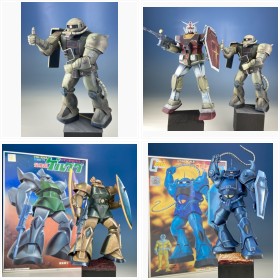 『プロトタイプドム』の箱絵の片隅に描かれた『あのザク』ほか ちょい氏作品コレクション