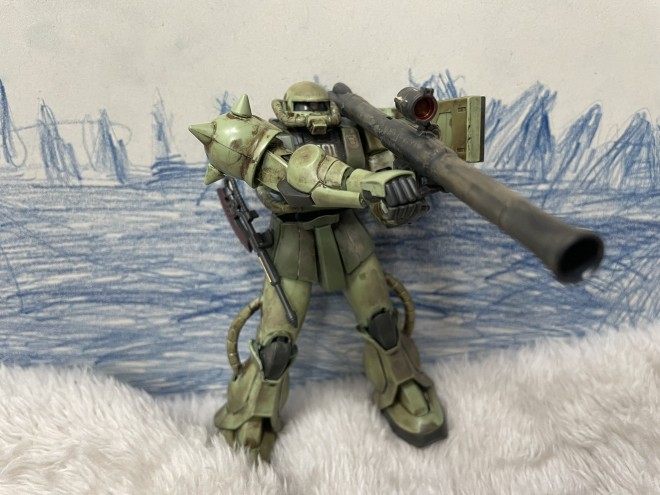 『カッコよく汚したザク』　制作／BB58氏の息子・ぷーすけ君 画像提供／BB58氏　（C）創通・サンライズ