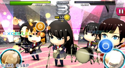 『AKB48グループ ついに公式音ゲーでました。』ゲーム画面