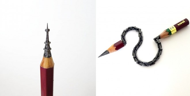 鉛筆の芯を“鎖”や“エッフェル塔”に変身させる彫刻家芯は折れるのが