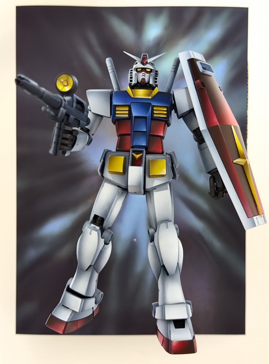 得価日本製EG RX-78-2 ガンダム　ガンプラ　塗装済み完成品　アニメ塗り 二次元塗装 リペイント　GUNDAM プラモデル　イラスト風模型　1／144 機動戦士ガンダム