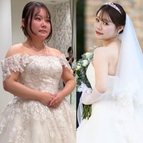 「どれも閉まらない…」結婚式ドレス選びで大泣き→22キロ減量後の花嫁ビフォーアフターに275万表示「綺麗になりすぎてて声出た」