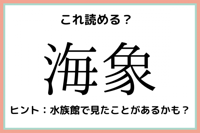 海象 うみぞう 読めたらスゴイ 難読漢字 4選