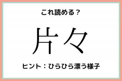 片々 かたかた 意外と読めない 難読漢字 4選 Oricon News