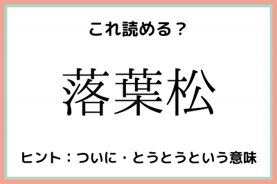 落葉松 おちばまつ 読めたらスゴイ 植物の難読漢字 4選 Oricon News