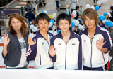 映画『ダイブ!!』の記者会見に出席した(左から)瀬戸朝香、池松壮亮、林遣都、溝端淳平 