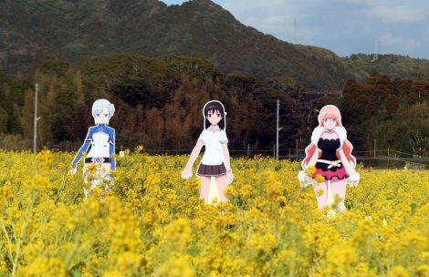 菜の花畑にアニメのキャラクター 房総鴨川に週末2日間で10人 Oricon News