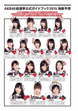 『AKB48総選挙公式ガイドブック2015』取材班が予想した選抜メンバー16人 