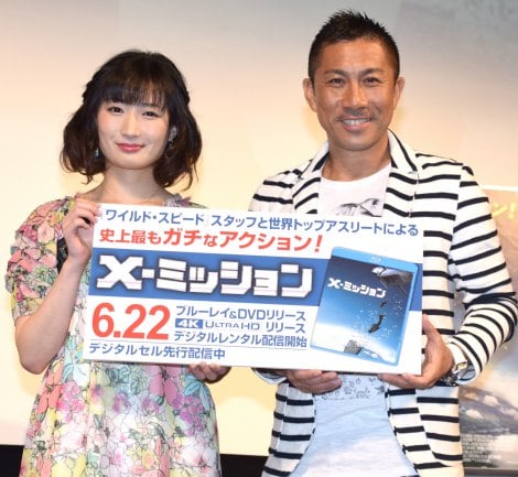 映画『X-ミッション』のブルーレイ&DVDリリースイベントに出席した(左から)武田梨奈、前園真聖 (C)ORICON NewS inc. 