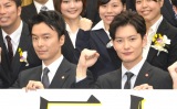 TBSテレビ入社式に登場した（左から）長谷川博己、岡田将生 （C）ORICON NewS inc. 