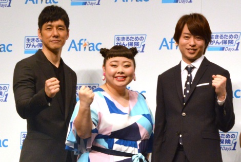 健康年齢を診断した（左から）西島秀俊、渡辺直美、櫻井翔（C）ORICON NewS inc. 