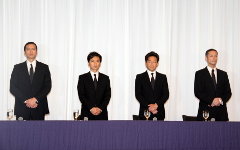 謝罪会見をおこなったTOKIO（左から）長瀬智也、国分太一、城島茂、松岡昌宏 （C）ORICON NewS inc. 