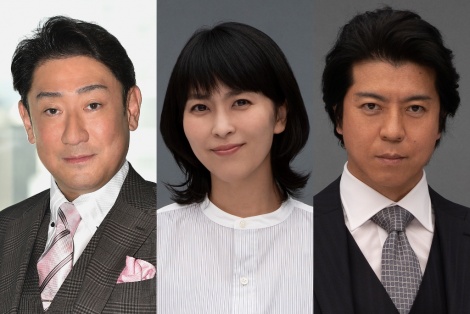 TBS 7月期ドラマ日曜劇場『ノーサイド・ゲーム』に出演する（左から）中村芝翫、松たか子、上川隆也（C）TBS 