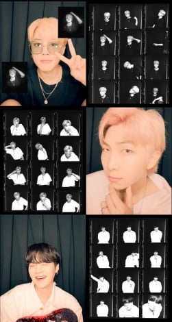 BTSの(上段から)JIMIN、RM、SUGAがフォトブースで撮ったセルフ写真撮影映像公開(C)BIGHIT MUSIC 