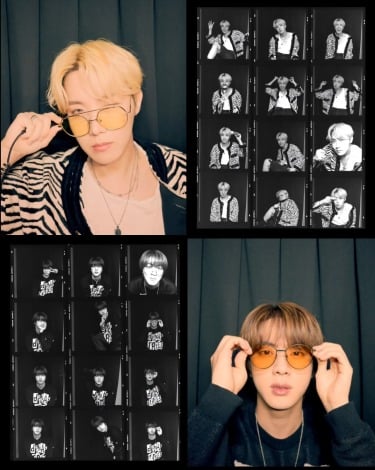 BTSのJ-HOPE(上段)とJIN(下段)がフォトブースで撮ったセルフ写真撮影映像公開(C)BIGHIT MUSIC 
