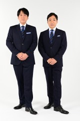 TBS朝の新情報番組『THE TIME,』司会を務める（左から）安住紳一郎アナ、香川照之 （C）TBS 