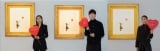 バンクシー代表作 『風船と少女』展示『世界一小さな美術館@GMOデジタル・ハチ公』に出席した(左から)堀田茜、宮沢氷魚、石川恋 