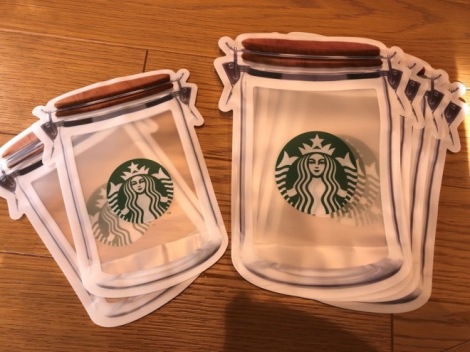 『スターバックス福袋2019』ジッパーバッグ（大4つ、小2つ）（※一例） 