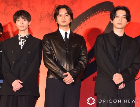 （左から）高杉真宙、北村匠海、吉沢亮＝映画『東京リベンジャーズ2』舞台あいさつ （C）ORICON NewS inc. 