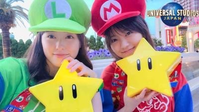 福原遥＆大原優乃の“マリオ＆ルイージ”が「眼福すぎ」 おそろコーデでUSJを満喫 | ORICON NEWS