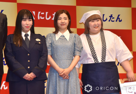 �w�ɂ�����N���j�b�N�VCM�u��蒲�וҁv���\��x�ɎQ������3���̃q���C���i������j��߂����A���c���M�A���Ȃ� �iC�jORICON NewS inc. 