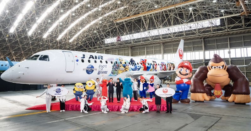 JAL×USJ「ドンキーコング・カントリーオープン記念」特別塗装機就航