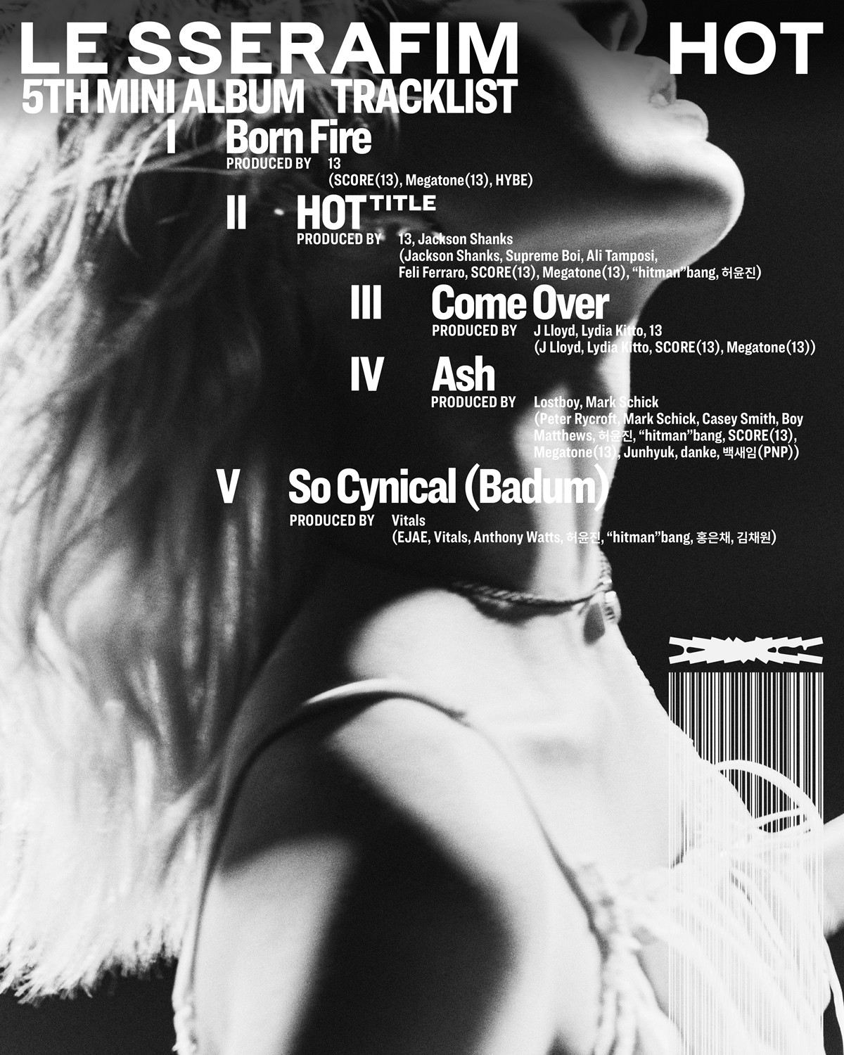 LE SSERAFIM、新ミニアルバム『HOT』トラックリスト公開 HUH YUNJINは3