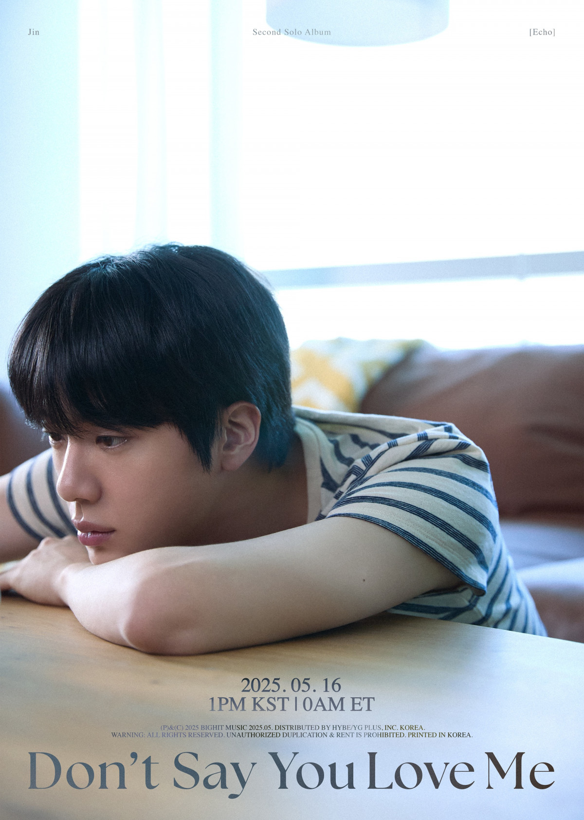 BTS・JIN、「Don't Say You Love Me」のMVポスター公開 シン