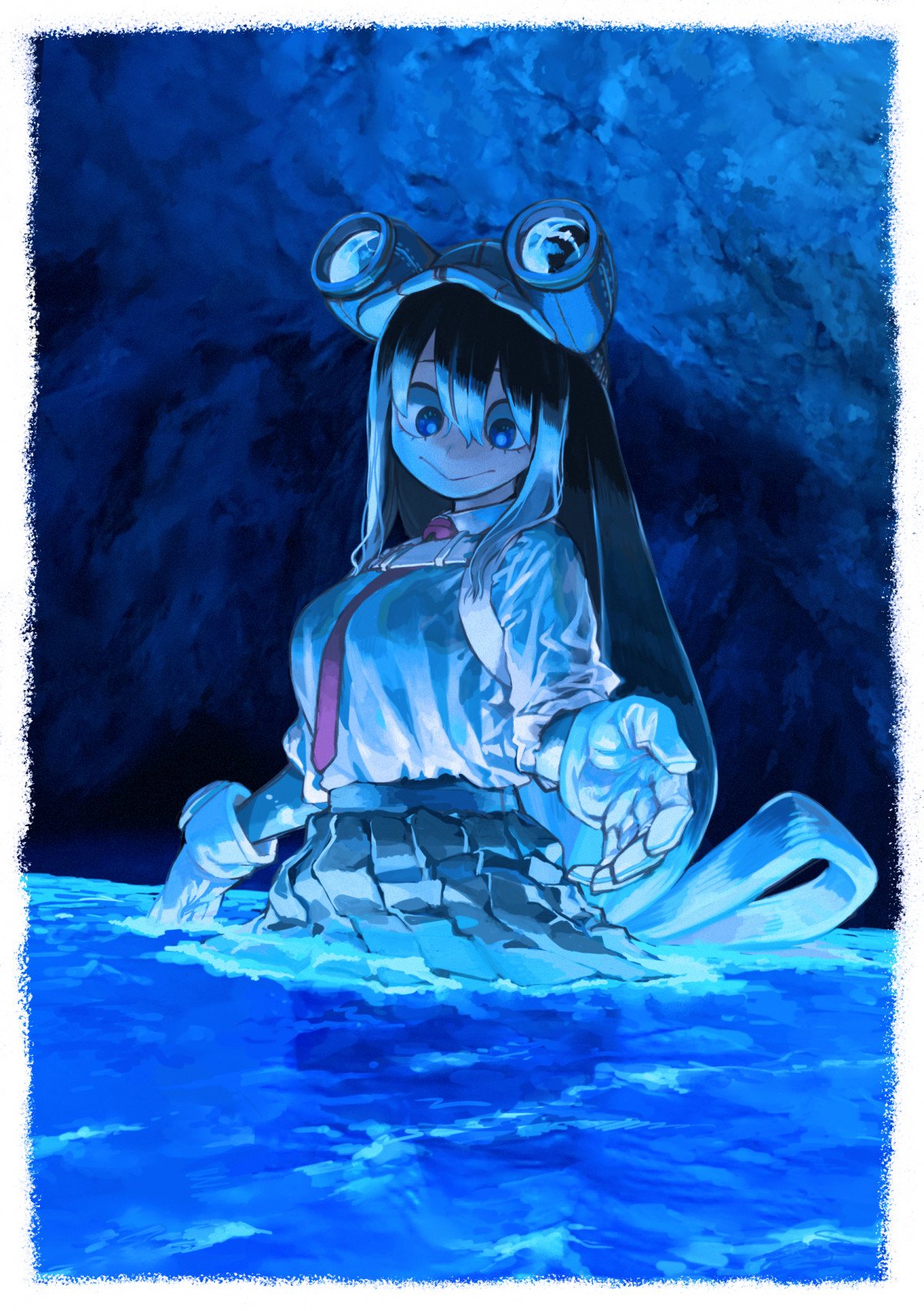 ヒロアカ』作者・堀越耕平、制服姿の梅雨ちゃん描く 原画展6月