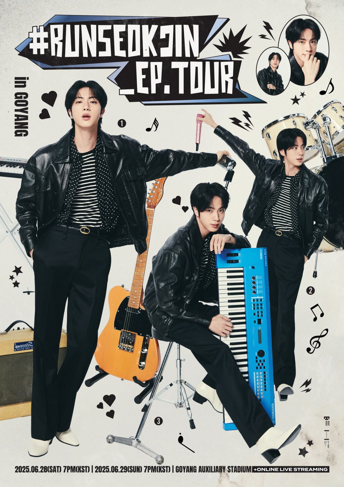 防弾少年団(BTS) - BTS ジン RUNSEOKJIN ep ツアー Tシャツ  JIN  L 韓国 BTS Jin RUNSEOKJIN EP. TOUR 2025 Shirt – Kpop Exchange