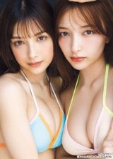 “最強無敵姉妹”エリマリ、6年ぶり『ヤンマガ』表紙 衝撃の“密着”ショット 