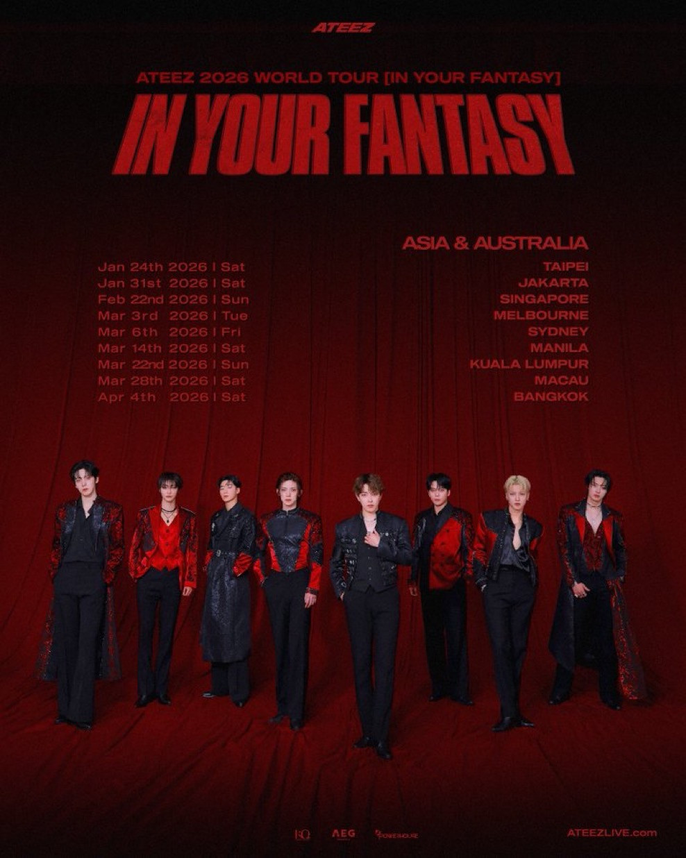 ATEEZ、アジア・オーストラリアツアー開催決定 ジャカルタ、クアラ