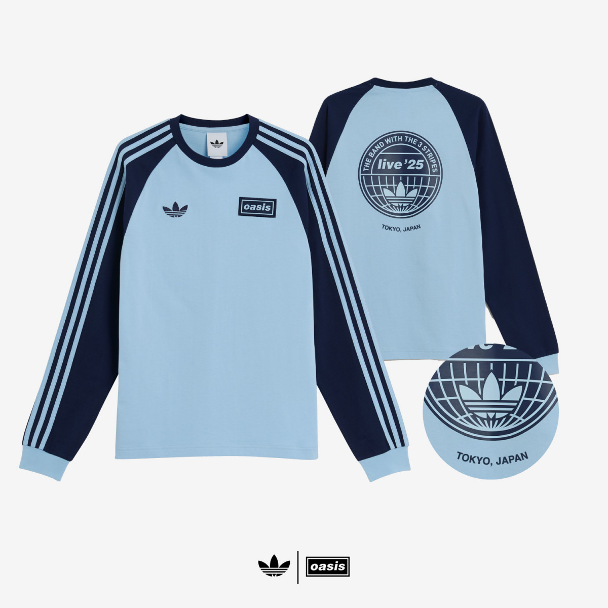 XL ADIDAS x OASIS ツアース リーストライプス 長袖Tシャツ 送料込*adidas×Oasis*クラシックスリーストライプ長袖Tシャツ