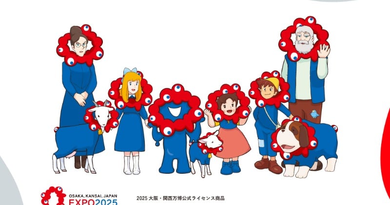 大阪関西万博　ミャクミャク　アルプスの少女ハイジ　木製スタンド　コンプリート ミャクミャク×アルプスの少女ハイジ、キャラ一同が登場 アイテム